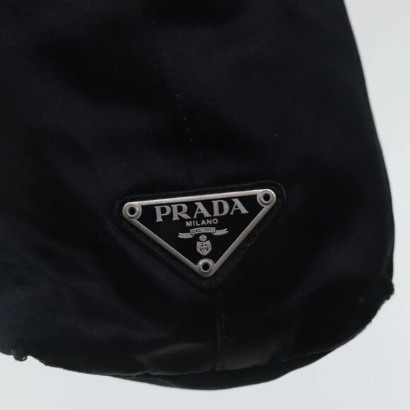 PRADA Hand Bag Satin Black Silver Auth 96617 - Picture 5 of 16